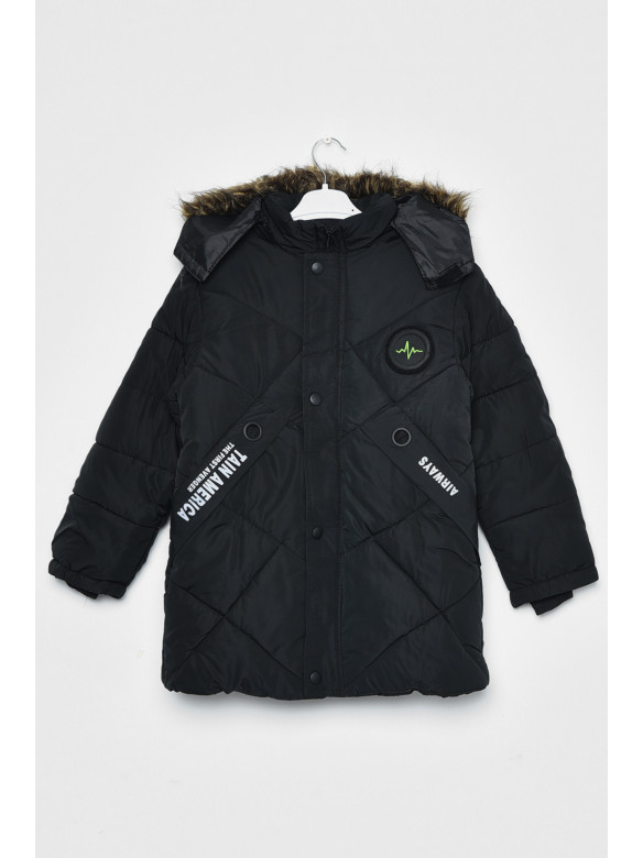 Куртка детская зимняя для мальчика черного цвета Уценка 215 172340C