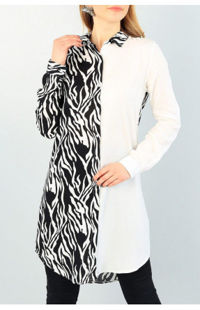 Сорочка подовжена жіноча чорно-білого кольору 172362C