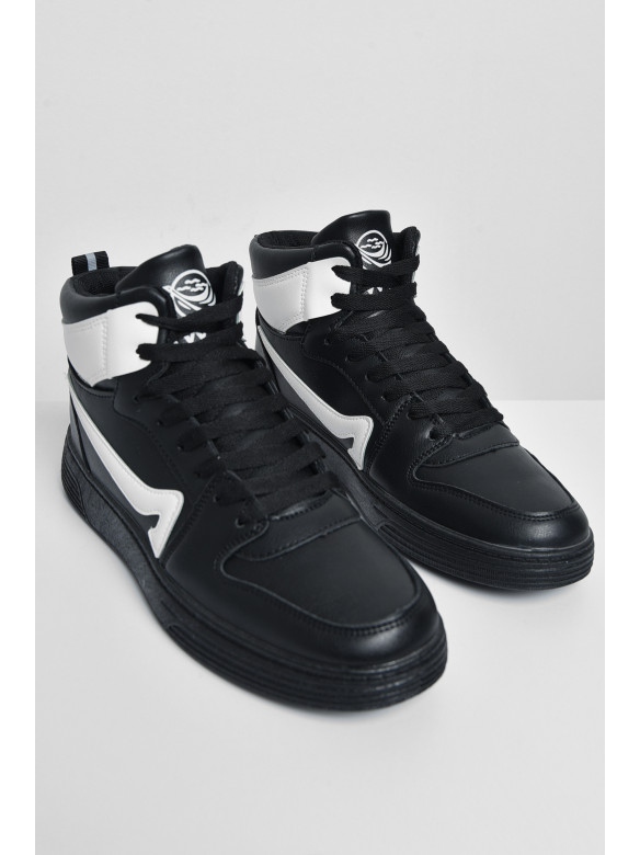 Кроссовки мужские черно-белого цвета на шнуровке YB036-5 172363C