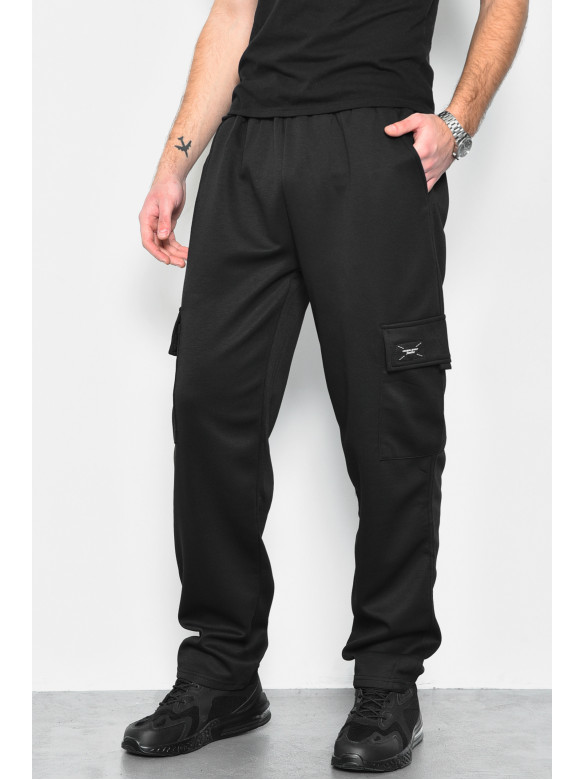 Спортивні штани чоловічі напівбатальні чорного кольору 1404-16 172427C