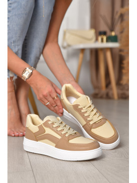 Кросівки жіночі бежевого кольору на шнурівці 103-7 172467C