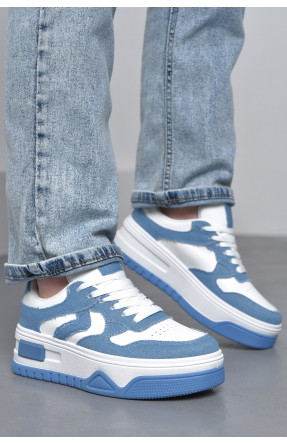 Кросівки жіночі біло-синього кольору на шнурівці 95-7 172491C