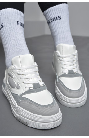 Кросівки жіночі біло-сірого кольору на шнурівці 89-3 172494C