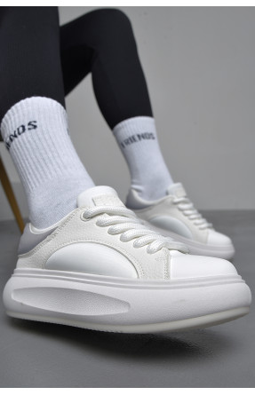 Кросівки жіночі біло-сірого кольору на шнурівці 82-3 172503C
