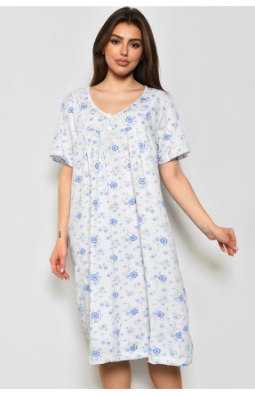 Ночная рубашка женская батальная белого цвета с цветочным принтом 172504C