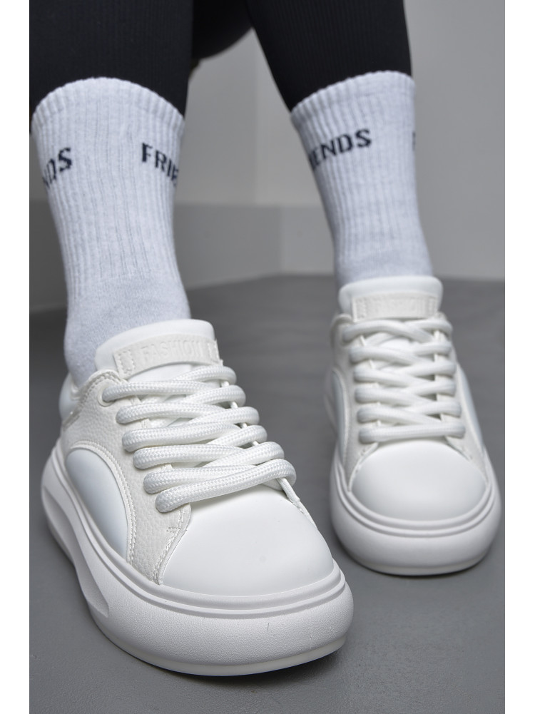 Кросівки жіночі білого кольору на шнурівці 82-2 172506C