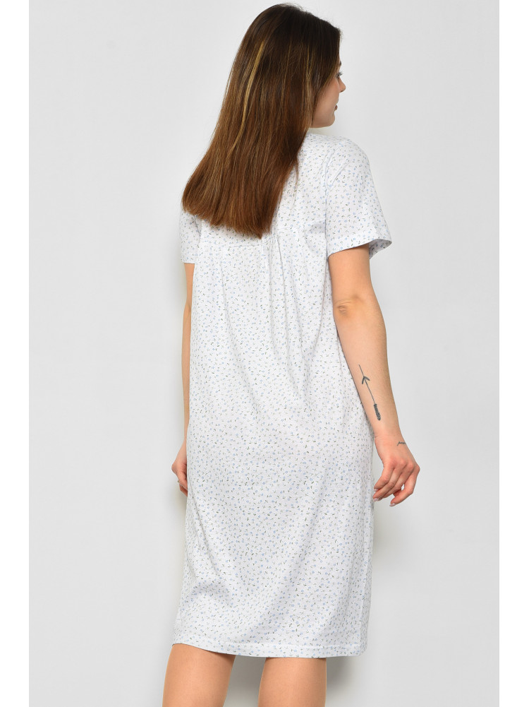 Нічна сорочка жіноча батальна білого кольору з квітковим принтом 172510C