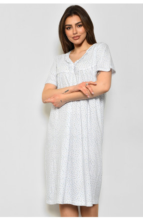 Нічна сорочка жіноча батальна білого кольору з квітковим принтом 172524C