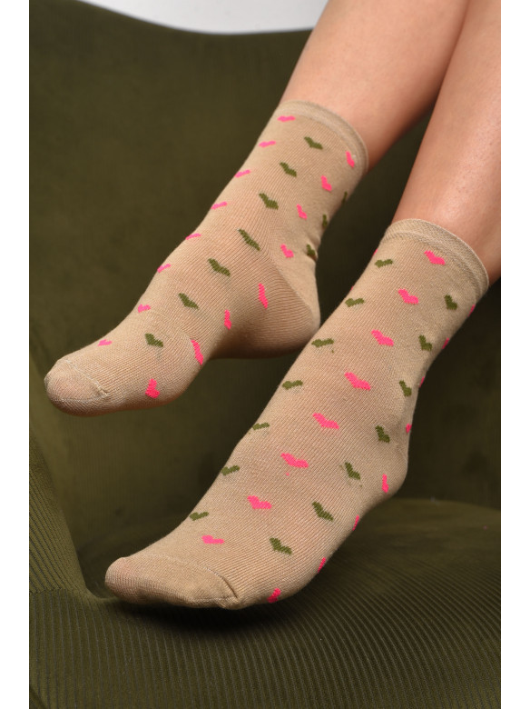 Шкарпетки жіночі демісезонні бежевого кольору розмір 36-40 112 172887C