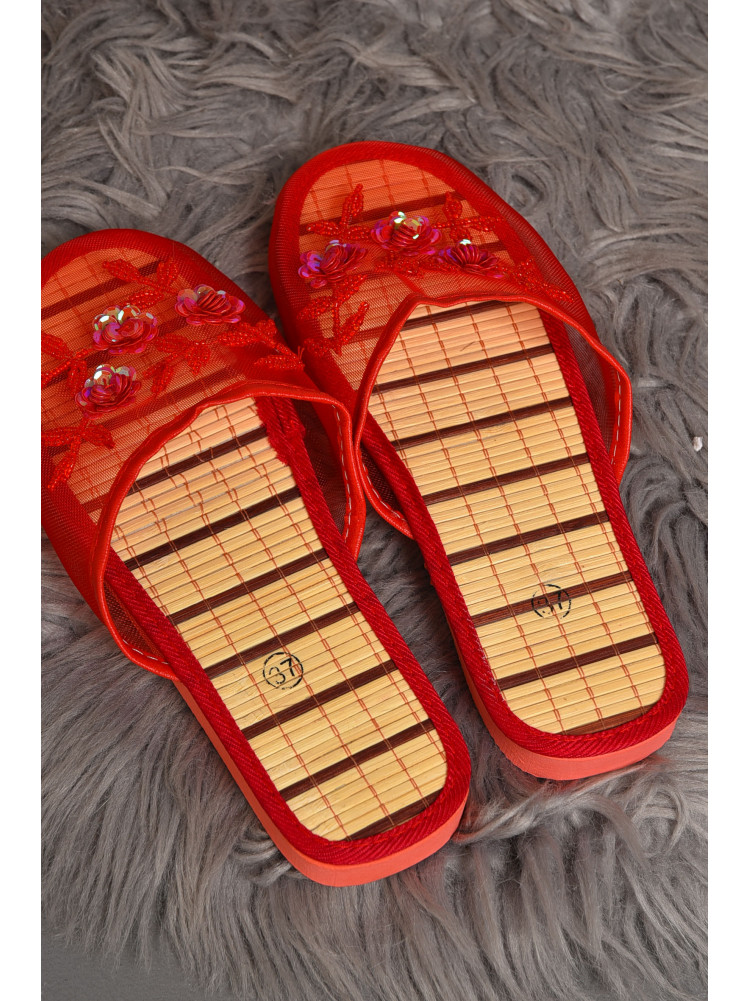 Тапочки домашние женские красного цвета 172933C