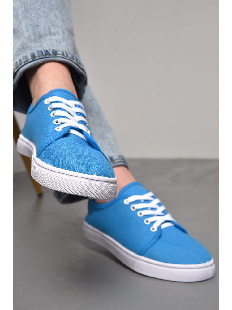 Мокасины женские голубого цвета на шнуровке 2341 172968C