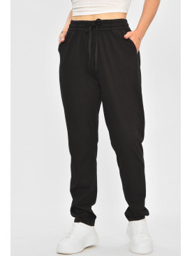 Джинси жіночі напівбатальні прямі чорного кольору 561 173052C