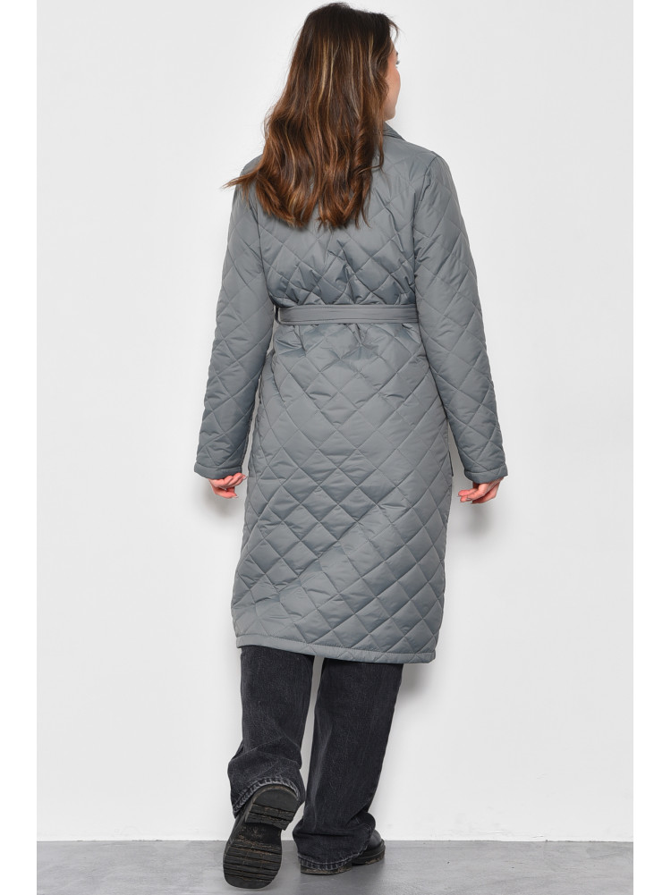Куртка жіноча демісезонна подовжена темно-оливкового кольору 1108 173193C