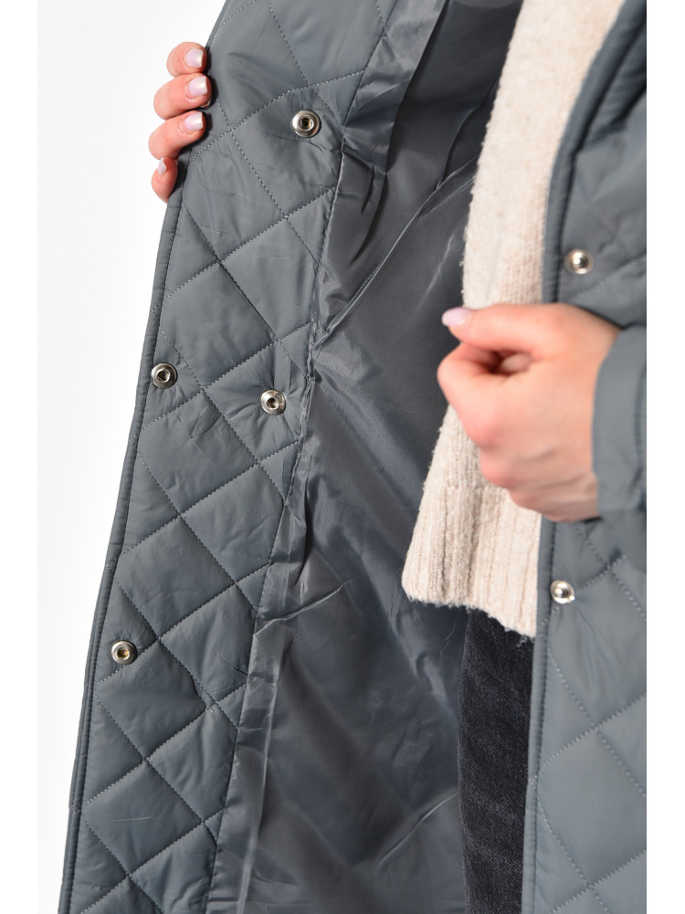 Куртка жіноча демісезонна подовжена темно-оливкового кольору 1108 173193C