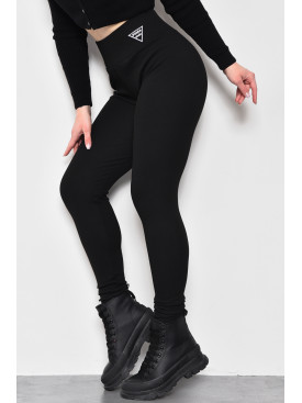 Лосины женские трикотажные полубатальные черного цвета 5062-4 173303C Лосины женские трикотажные полубатальные черного цвета 5062-4 173303C