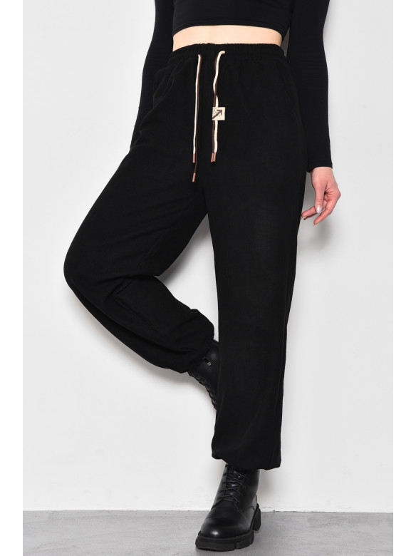 Штани жіночі напівбатальні розкльошені чорного кольору 9662-2 173331C