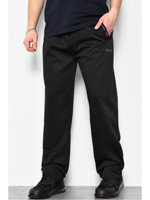 Спортивные штаны мужские полубатальные черного цвета 1403-12 173397C