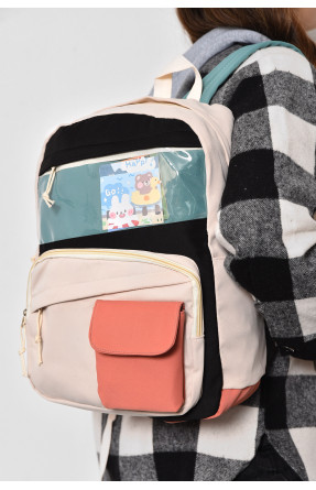Жіночий рюкзак текстильний бежевого кольору 5018 173421C