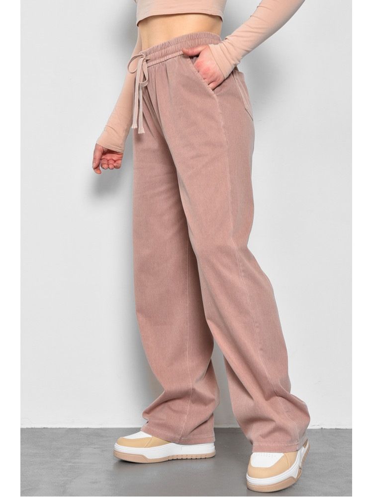 Штани жіночі розкльошені напівбатальні пудрового кольору 560-2 173435C