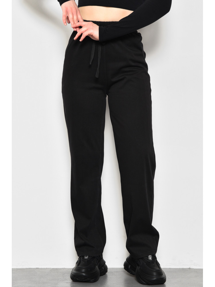 Штани жіночі розкльошені напівбатальні чорного кольору 560-2 173439C