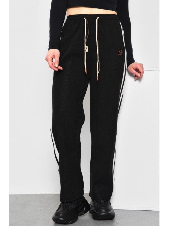 Спортивые штаны женские черного цвета 9664-1 173492C