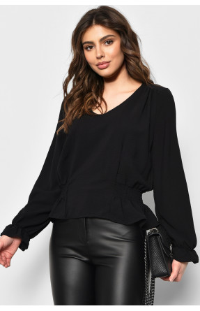 Блуза жіноча однотонна чорного кольору 173592C