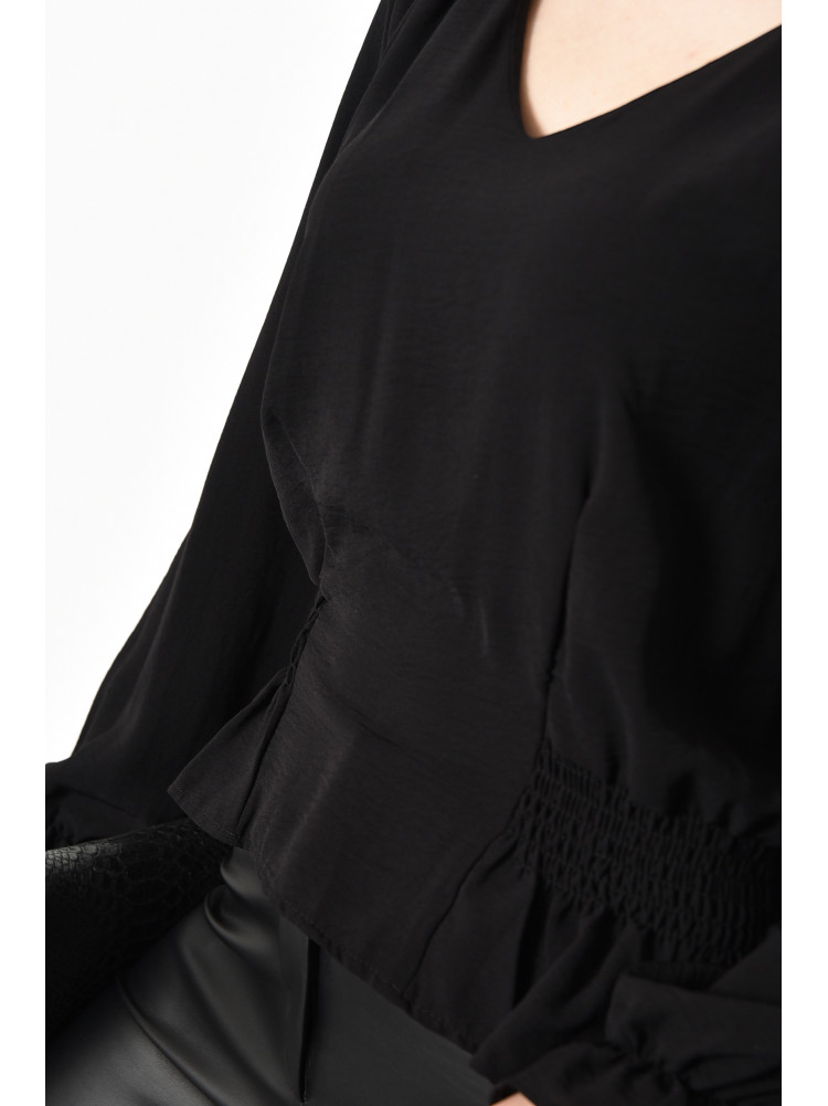 Блуза женская однотонная черного цвета 173592C
