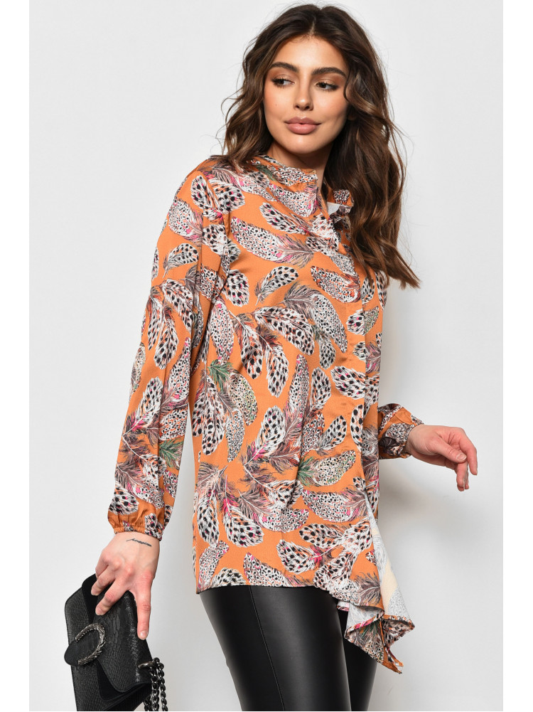 Блуза жіноча напівбатальна помаранчевого кольору 173614C