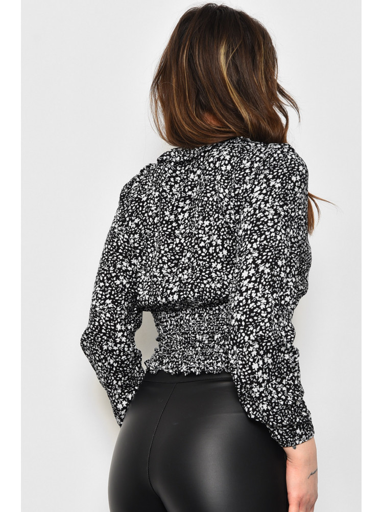 Блуза жіноча з принтом чорного кольору 173633C