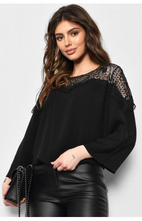 Блуза жіноча з коротким рукавом чорного кольору 173653C