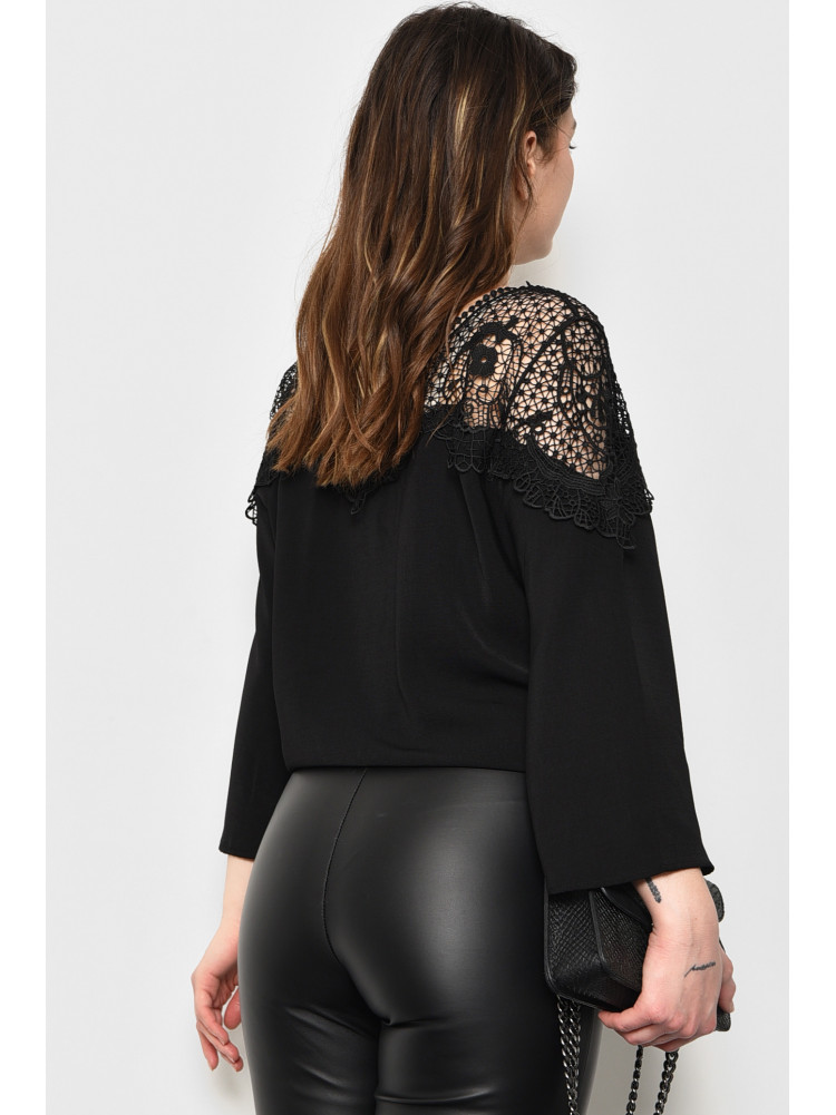 Блуза женская с коротким рукавом черного цвета 173653C