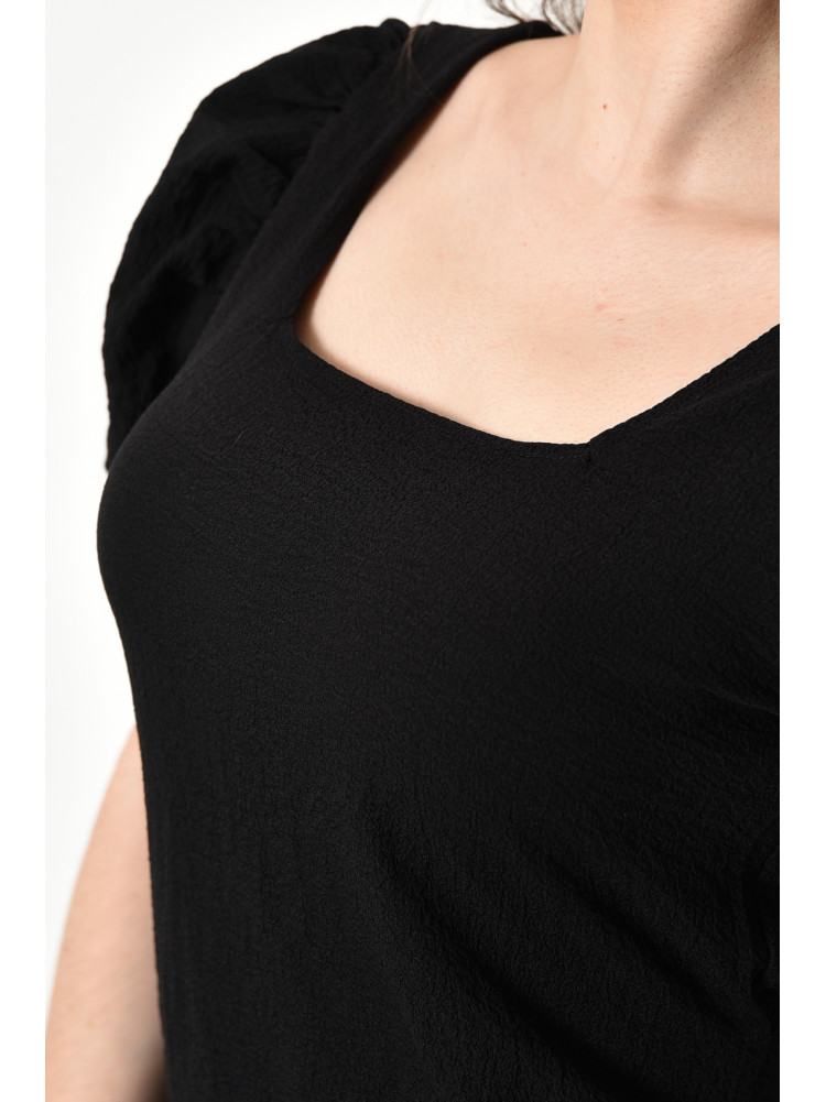 Блуза жіноча з коротким рукавом чорного кольору 173664C