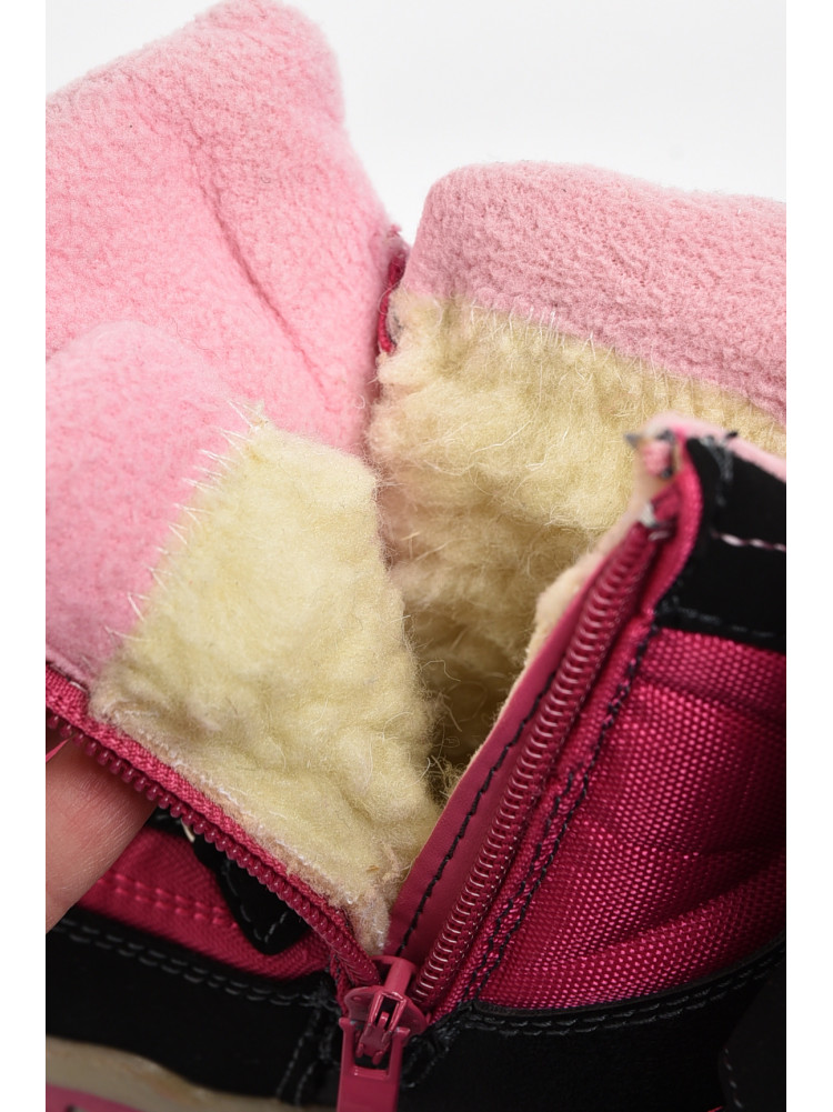 Чоботи дитячі для дівчинки на хутрі чорно-рожевого кольору 173693C
