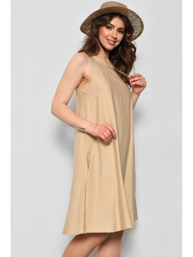Сукня жіноча однотонна бежевого кольору 173771C