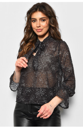 Блуза жіноча з принтом чорного кольору 173829C