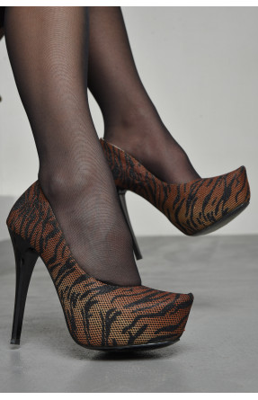 Туфли женские коричневого цвета с принтом 173877C