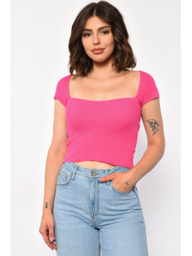 Топ в рубчик женский розового цвета 173905C Топ в рубчик женский розового цвета 173905C