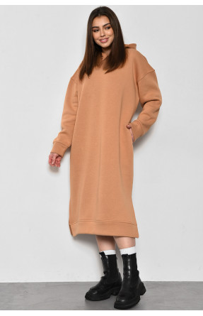 Сукня-худі жіноча напівбатальна на флісі світло-коричневого кольору 9006 174093C
