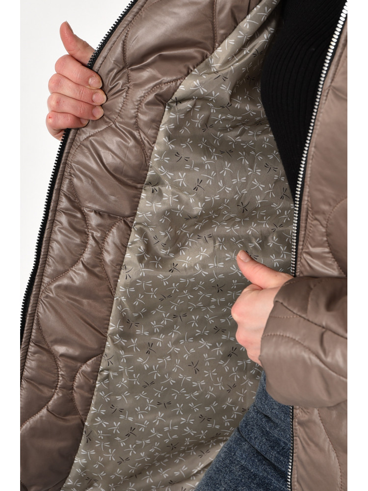 Куртка женская полубатальная демисезонная бежевого цвета 1053 174127C
