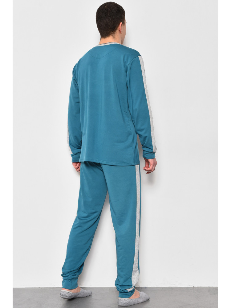 Пижама мужская на флисе полубатальная изумрудного цвета 5026 174132C