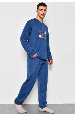 Пижама мужская на флисе полубатальная синего цвета 5023 174133C