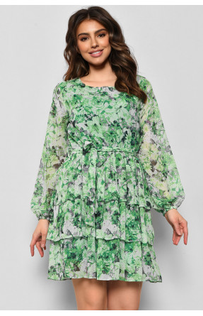 Сукня жіноча шифонова зеленого кольору з принтом 4004 174138C