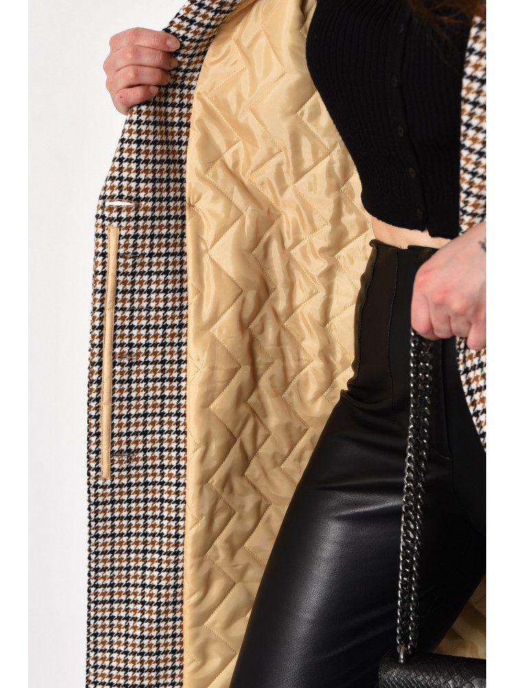 Пальто жіноче демісезонне чорно-коричневого кольору 5023-5017 174141C