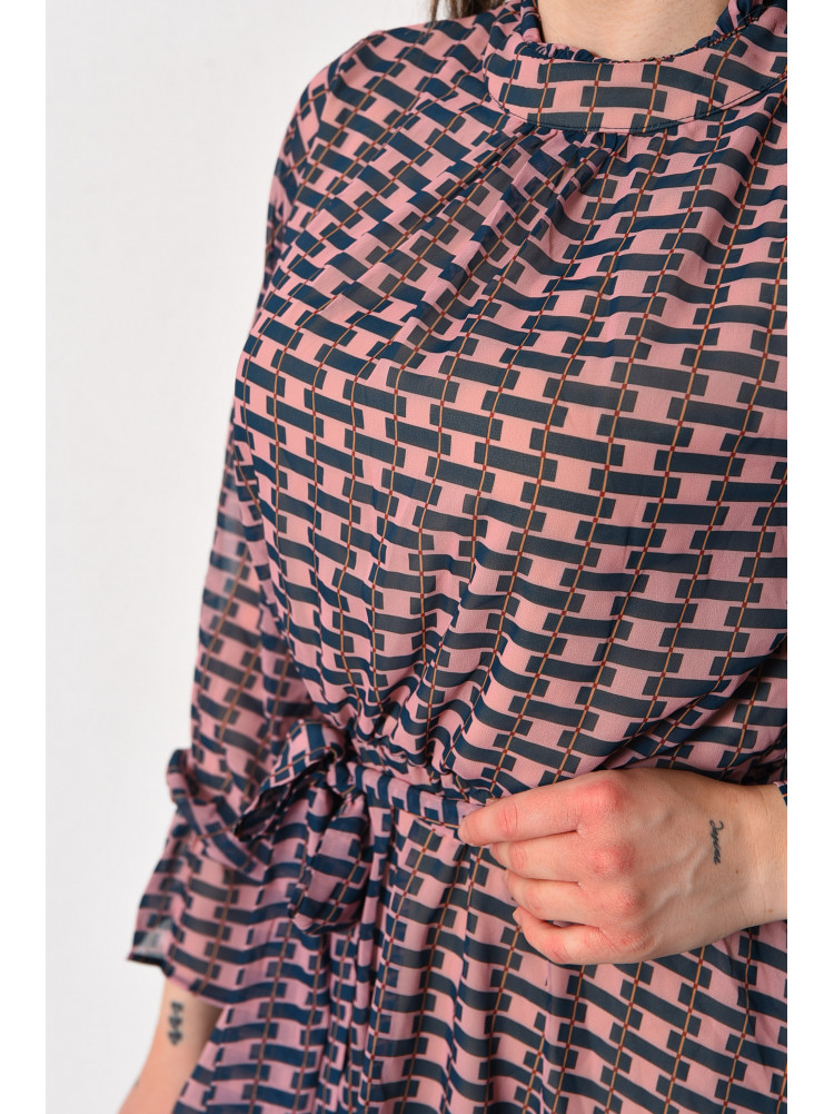 Платье женское шифоновое розового цвета с принтом 4009 174145C