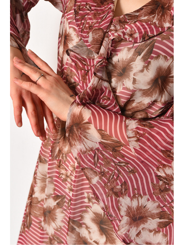 Платье женское шифоновое розового цвета с принтом 4007 174148C