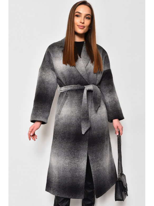 Пальто жіноче демісезонне сірого кольору 5023-5018 174152C