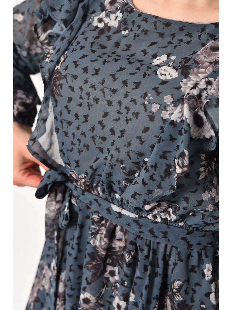 Сукня жіноча шифонова сірого кольору з принтом 4001 174156C
