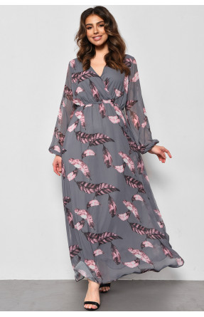 Сукня жіноча шифонова сірого кольору з принтом 4006 174158C