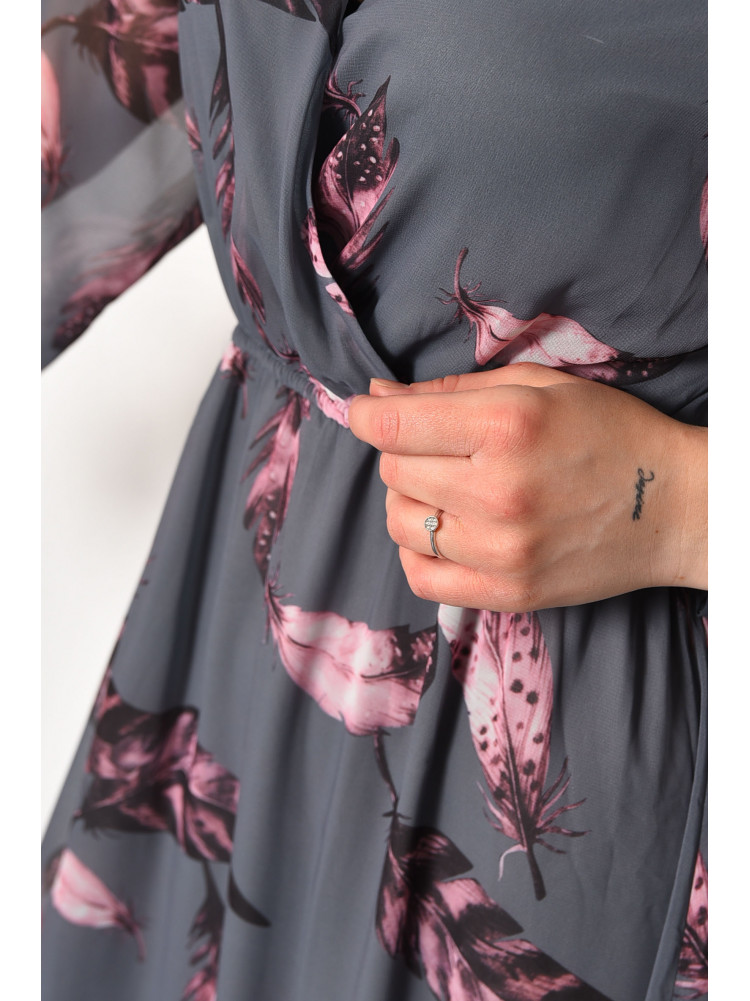 Сукня жіноча шифонова сірого кольору з принтом 4006 174158C