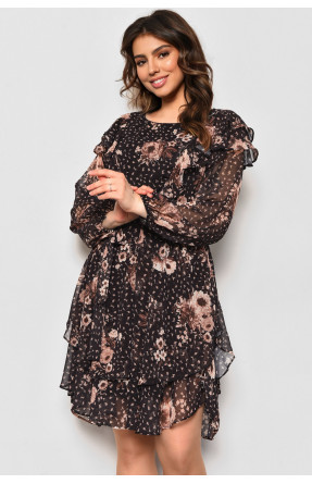 Платье женское шифоновое черного цвета с принтом 4001 174159C